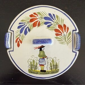 Vintage Henriot Quimper French Pottery Butter Dish Crock Jam Pot